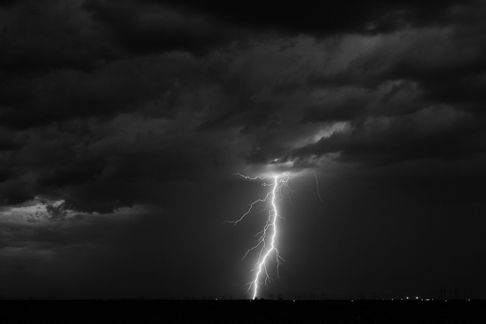 A lightning strike near Eloy, Arizona