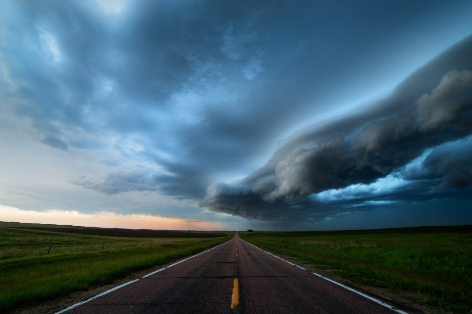 A ragged shelf cloud rolls across western Nebraska on June 2nd, bringing heavy rain behind it.
