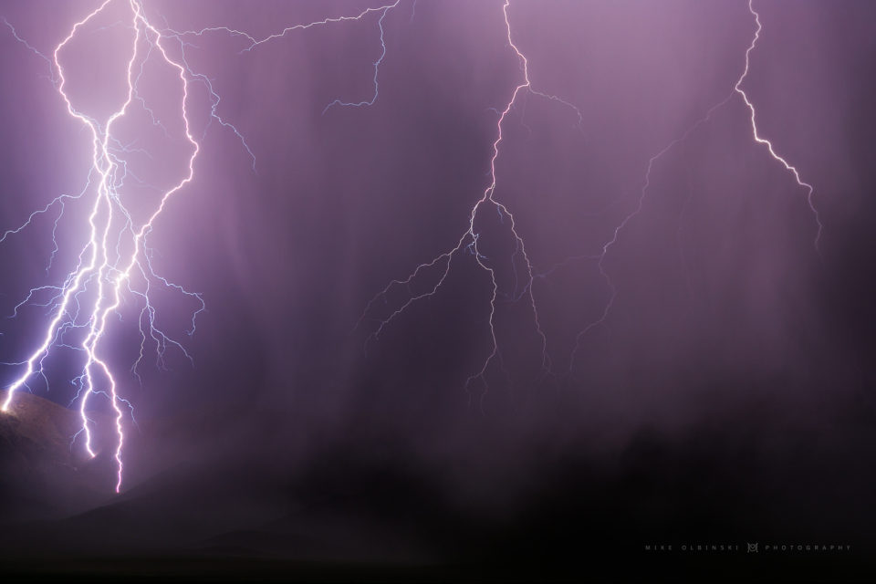 A smattering of lightning bolts slam into the Swisshelm Mountains in southeastern Arizona