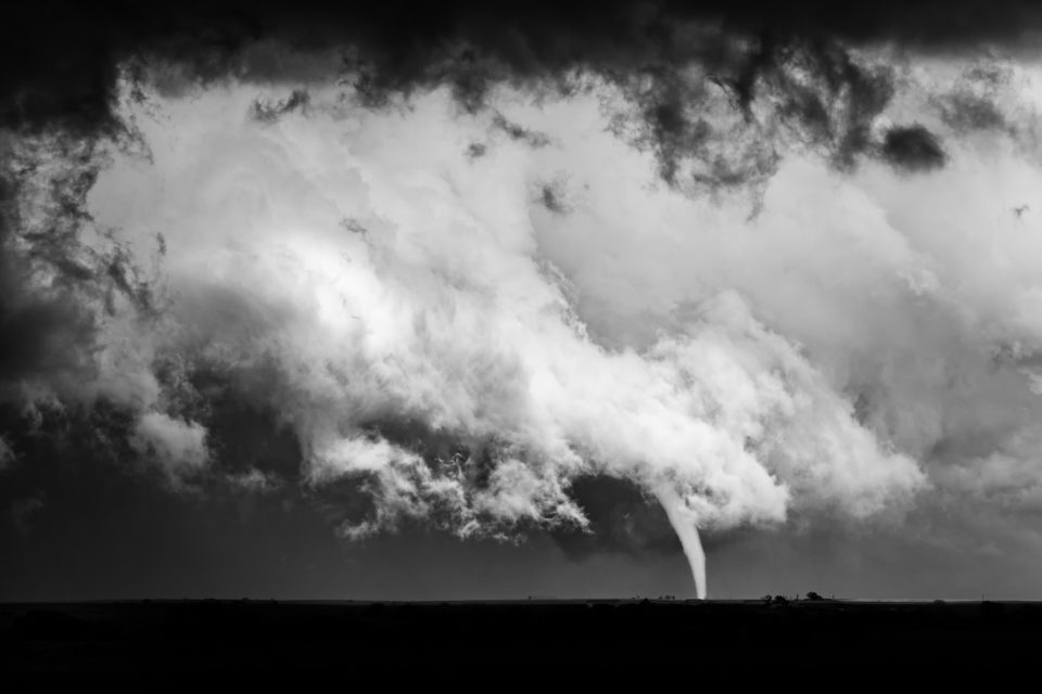 A beautiful, elephant trunk tornado touches down near Connorville, Oklahoma on May 9th, 2016
