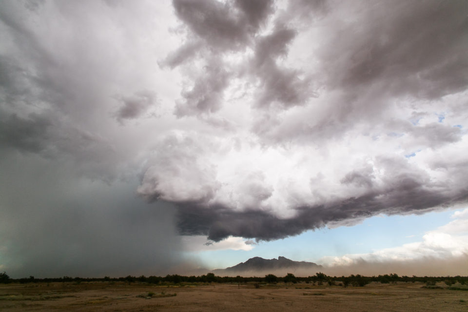 This storm displayed weak supercell structures for a bit as it moved through the town of Picacho, AZ